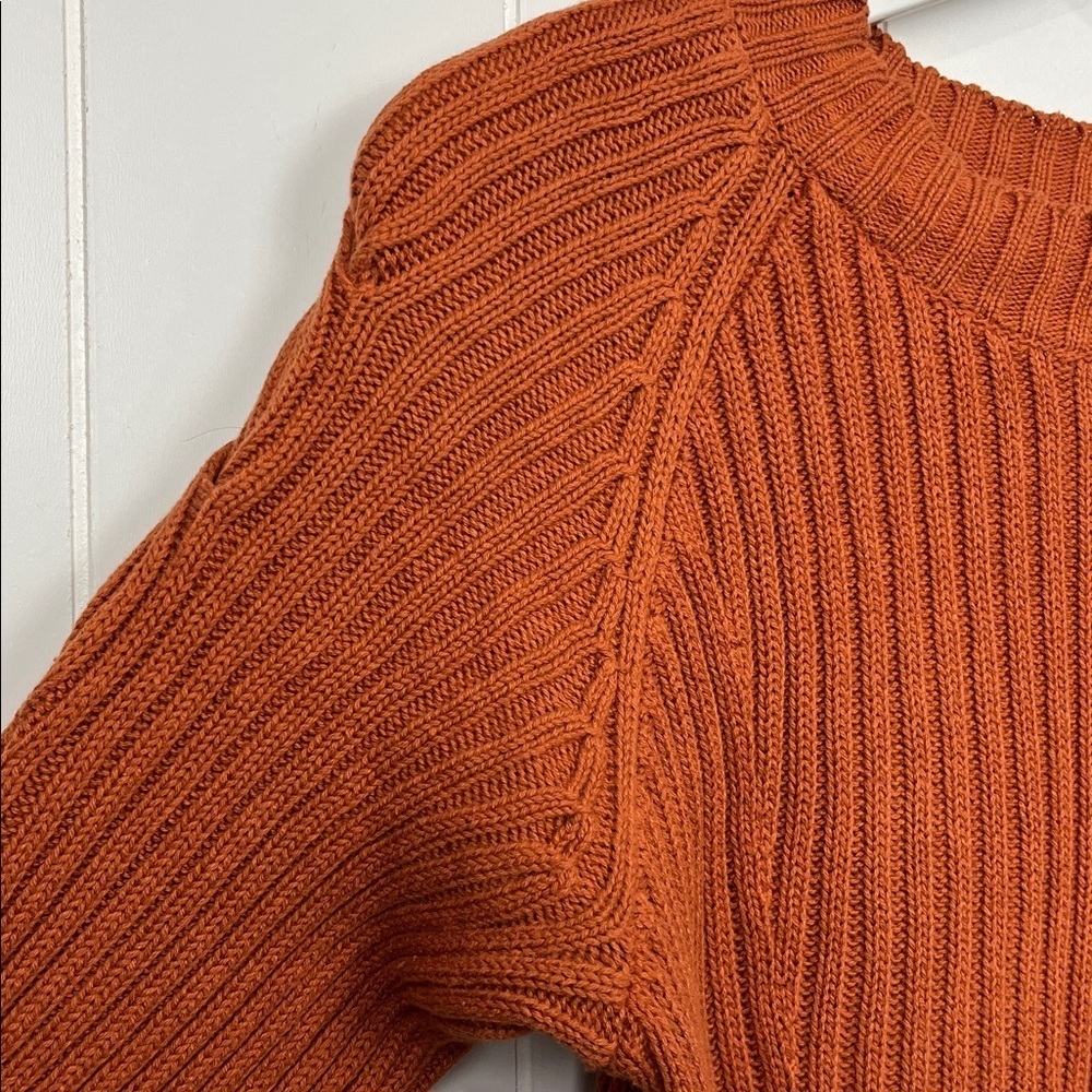 J. Flower Boutique Womens Sweater M Rust Crew Neck Cable Knit 100% Cotton Trendy - Picture 4 of 13